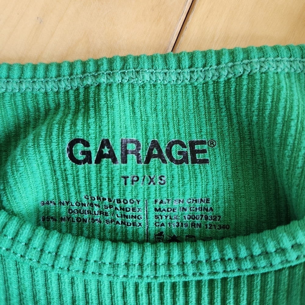 Garage Vibrant Green Ribbed Crop Top - Picture 3 of 3